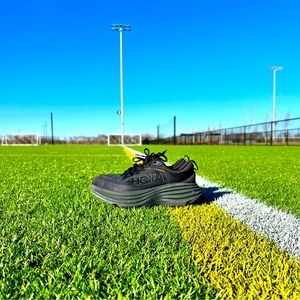 All black platform Hoka Bondi 8. Size 8